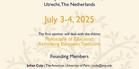 European Seminars in Philosophy of Education (internationale Tagung in Utrecht) Ein Poster, dass auf die internationale Tagung in Utrecht unter dem Titel "European Seminars in Philosophy of Education" hinweist.